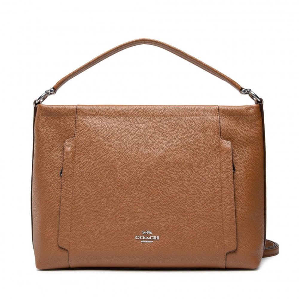 Coach Pebbled Leather Scout Hobo Saddle Soft Zipper Handbag Bag Brown Purse NEW